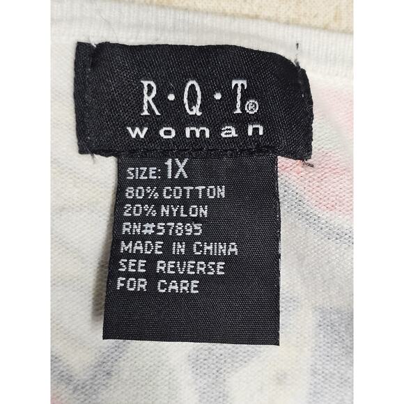 R.Q.T. Women's Retro Floral Sequined Sweater 3/4 Sleeves Lightweight Artsy Y2K - Picture 6 of 9